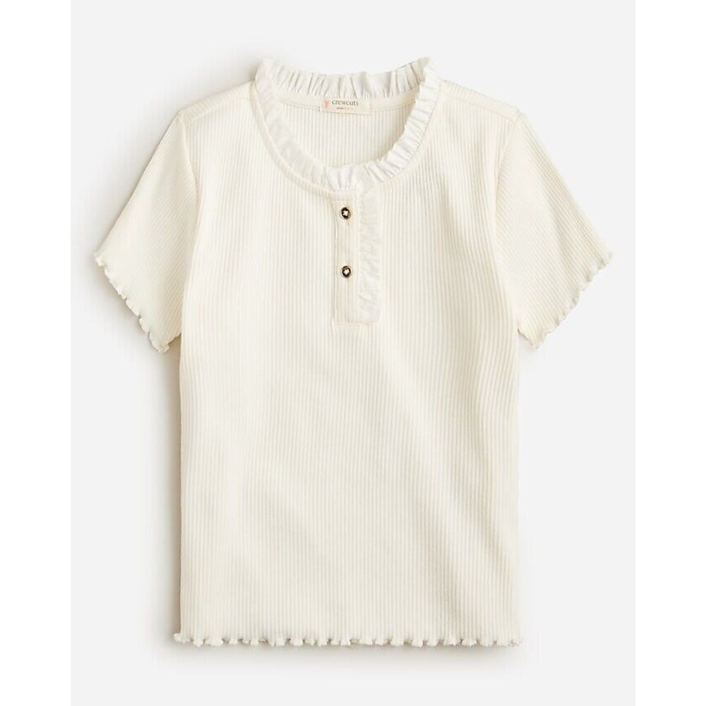 J.Crew Girls' ruffle-trim T-shirt in vintage rib Short Sleeve NWT Size XL